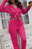 Long Sleeved Cardigan Pants Pajama Two-piece Set