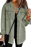 Lapel Long Sleeved Solid Color Denim Jacket