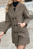 Checkered Printed Long Sleeved Lapel Button Cardigan Jacket