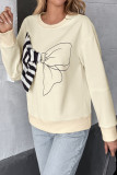 Striped Bow Round Neck Long Sleeved Sweatshirt