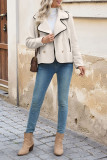 Lapel Long Sleeved Button Down Woolen Coat