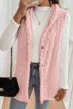 Double Sided Plush Hooded Cardigan Sleeveless Jacket