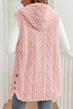 Double Sided Plush Hooded Cardigan Sleeveless Jacket