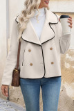 Lapel Long Sleeved Button Down Woolen Coat