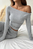 Long Sleeved Top Wide Leg Pants Two-piece Set