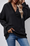 Solid Color Pocket Long Sleeved Hooded Sweatshirt