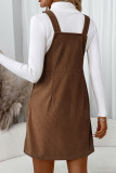 Corduroy Solid Color Sleeveless Strap Dress