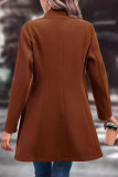 Solid Color Long Sleeved Buttoned Woolen Jacket