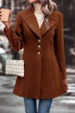 Solid Color Long Sleeved Buttoned Woolen Jacket