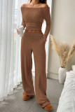Long Sleeved Top Wide Leg Pants Two-piece Set