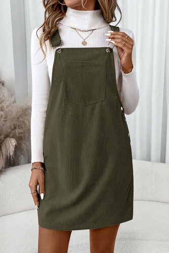 Corduroy Solid Color Sleeveless Strap Dress