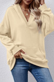 Solid Color Pocket Long Sleeved Hooded Sweatshirt
