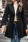 Solid Color Long Sleeved Buttoned Woolen Jacket