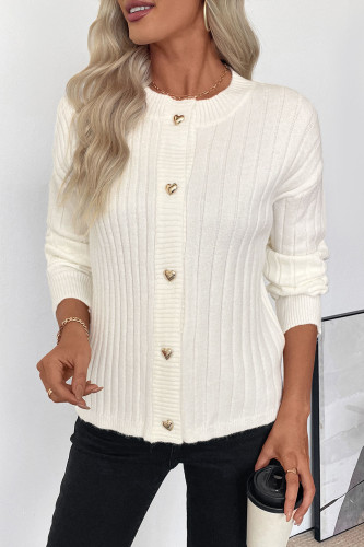 Love Button Solid Color Sweater Jacket Cardigan