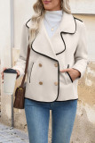 Lapel Long Sleeved Button Down Woolen Coat