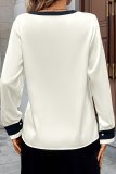 Pearl Button Deep V-neck Long Sleeved Shirt
