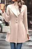 Solid Color Long Sleeved Buttoned Woolen Jacket