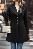 Solid Color Long Sleeved Buttoned Woolen Jacket