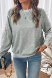 Bow Lace Long Sleeved Round Neck Sweatshirt