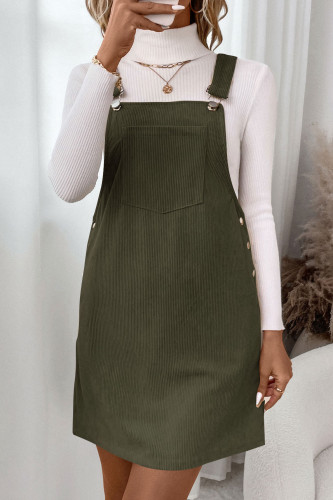 Corduroy Solid Color Sleeveless Strap Dress