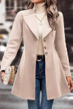 Solid Color Long Sleeved Buttoned Woolen Jacket