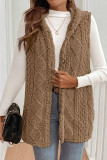 Double Sided Plush Hooded Cardigan Sleeveless Jacket