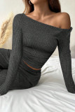 Long Sleeved Top Wide Leg Pants Two-piece Set