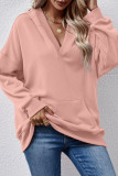 Solid Color Pocket Long Sleeved Hooded Sweatshirt
