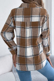 Plaid Printed Pocket Long Sleeved Woolen Jacket