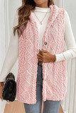 Double Sided Plush Hooded Cardigan Sleeveless Jacket