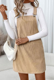 Corduroy Solid Color Sleeveless Strap Dress