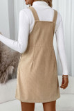 Corduroy Solid Color Sleeveless Strap Dress