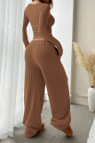 Long Sleeved Top Wide Leg Pants Two-piece Set
