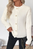 Love Button Solid Color Sweater Jacket Cardigan
