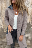 Loose Knit Denim Patchwork Cardigan Coat