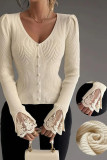 V-neck Lace Long Sleeved Sweater