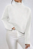 Half High Neck Solid Color Long Sleeved Sweater
