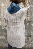 Loose Knit Denim Patchwork Cardigan Coat