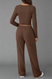 Solid Color Shirt Wide Leg Pants Two-piece Set