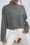 Half High Neck Solid Color Long Sleeved Sweater