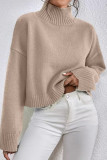 Half High Neck Solid Color Long Sleeved Sweater