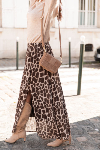 Elastic High Waisted Leopard Print Skirt