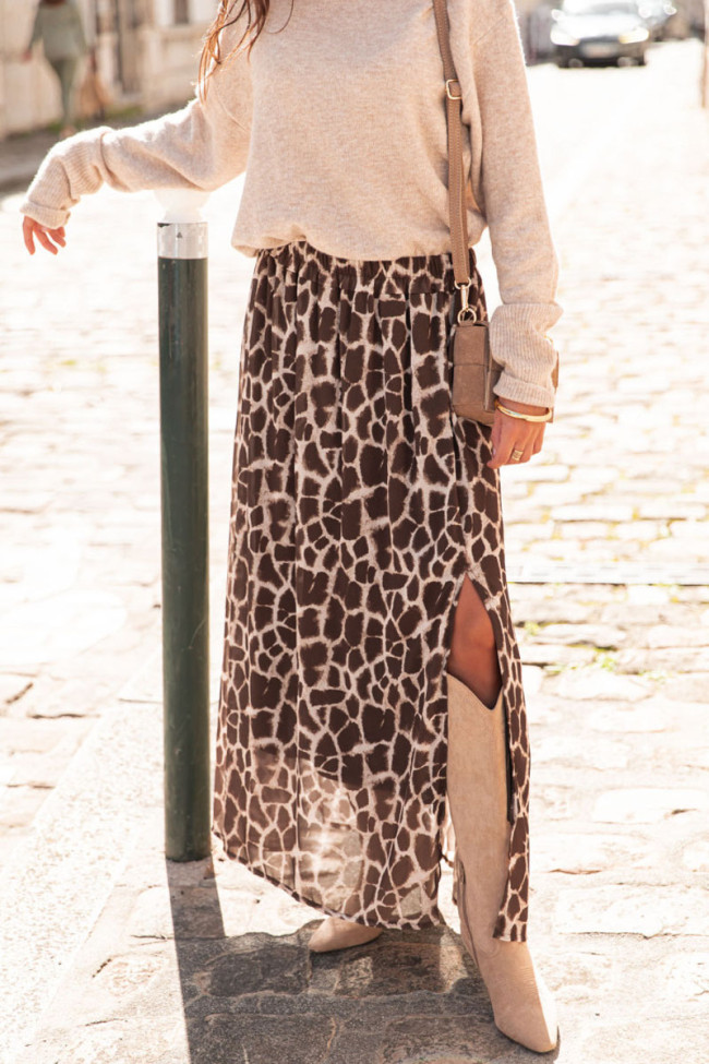 Elastic High Waisted Leopard Print Skirt