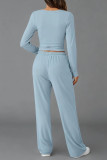 Solid Color Shirt Wide Leg Pants Two-piece Set
