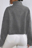 Half High Neck Solid Color Long Sleeved Sweater