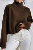Half High Neck Solid Color Long Sleeved Sweater