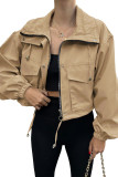 Solid Color Zipper Windbreaker Cardigan Jacket