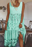 Sleeveless Printed Round Neck Dress