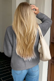 Solid Color Long Sleeved V-neck Cardigan Sweater