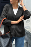 Solid Color Long Sleeved V-neck Cardigan Sweater